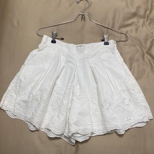 J Crew High waisted pleated white eyelet shorts